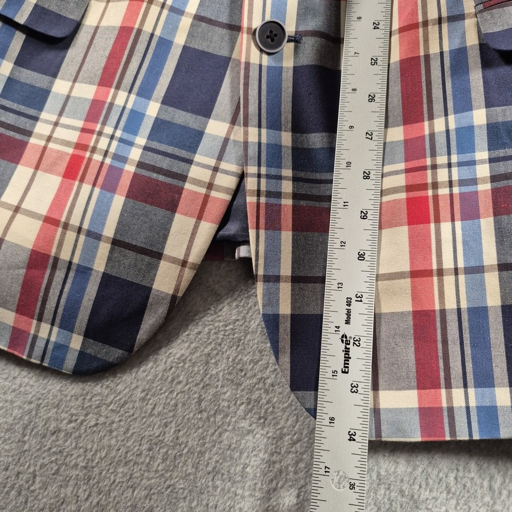 Tommy Hilfiger Mens Plaid 100% Cotton Multi-color 2 Btn Blazer Sport Coat 46R - Picture 4 of 10